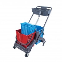 Уборочная тележка двухведерная (2х18 л, пластик, доп. контейнер)