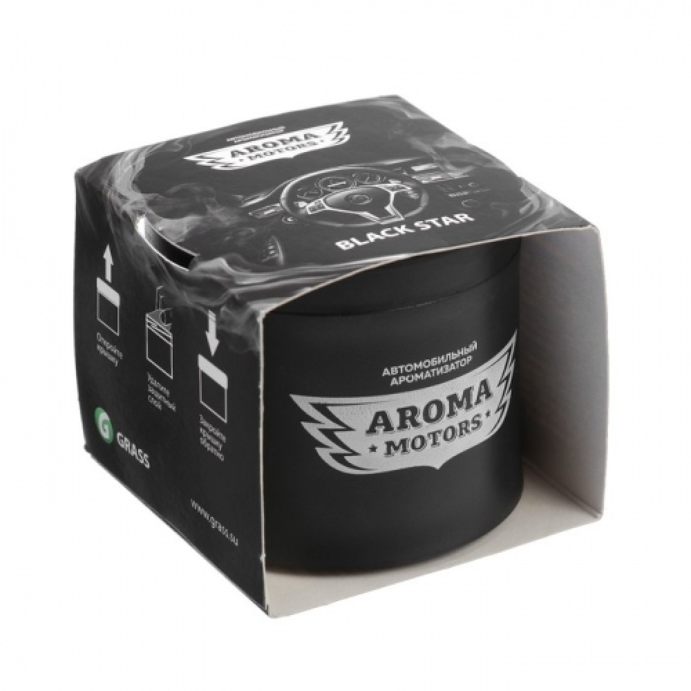 Ароматизатор гелевый «Aroma Motors» BLACK STAR в картонной упаковке (круглый) 100 мл
